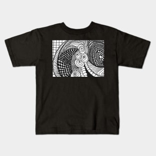 Abstract curves black and white Kids T-Shirt